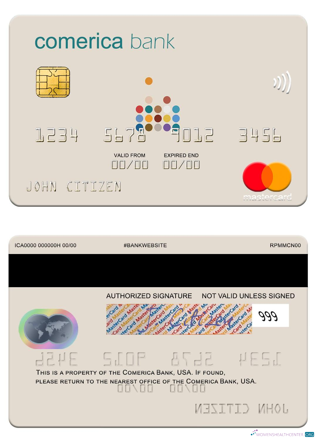 Download USA Comerica Bank mastercard Photoshop template